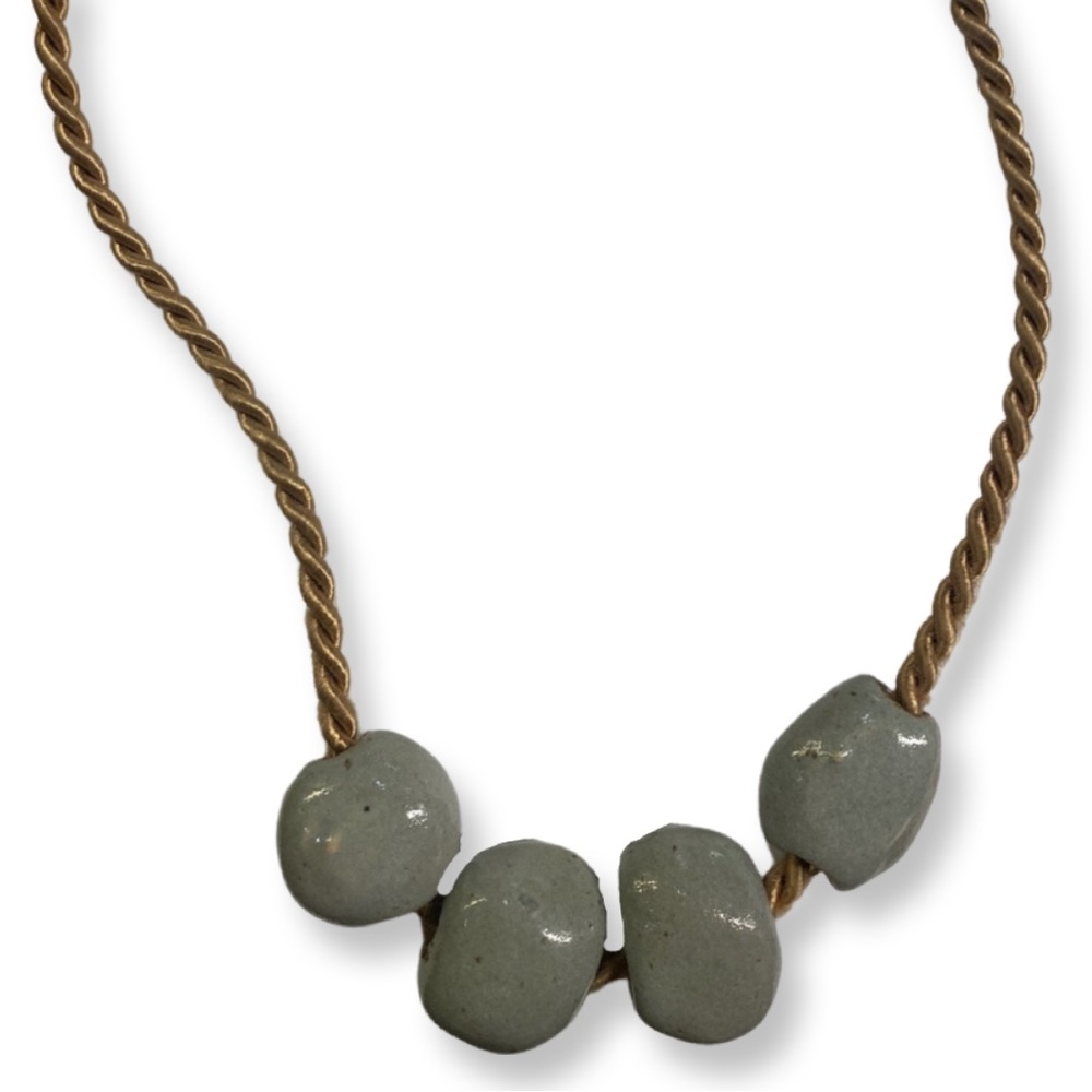 Gold Chord and Ceramic Bead Necklace